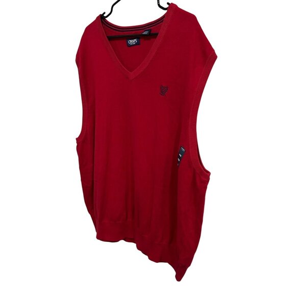 Chaps NEW Mens Red V-Neck Sleeveless Cotton Sweater Vest Size 4XB - Picture 3 of 8